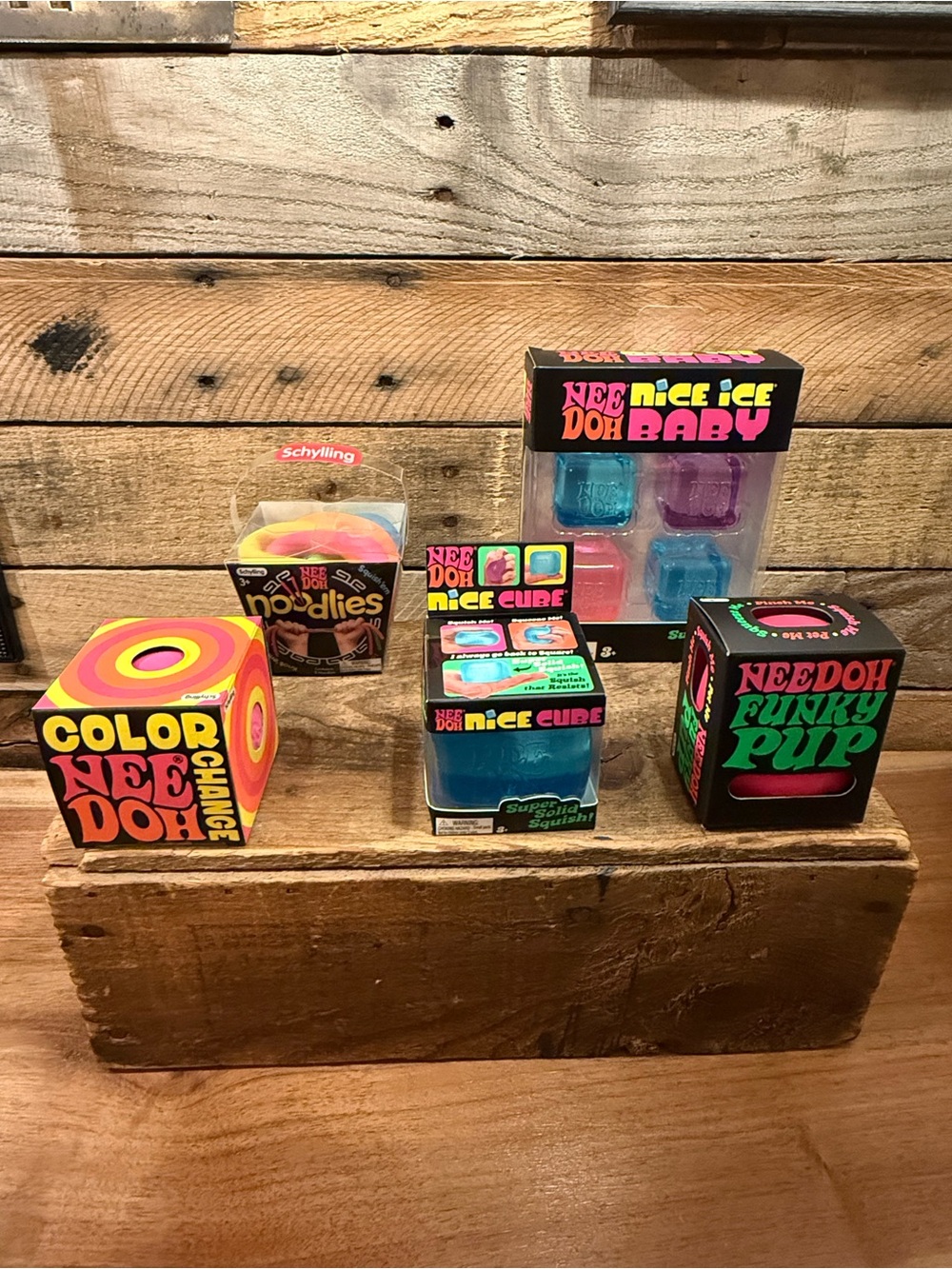 Needoh Color Change Ball, Nice Cube, Funky Pup, Noodlies, Nice Ice Baby Bundle